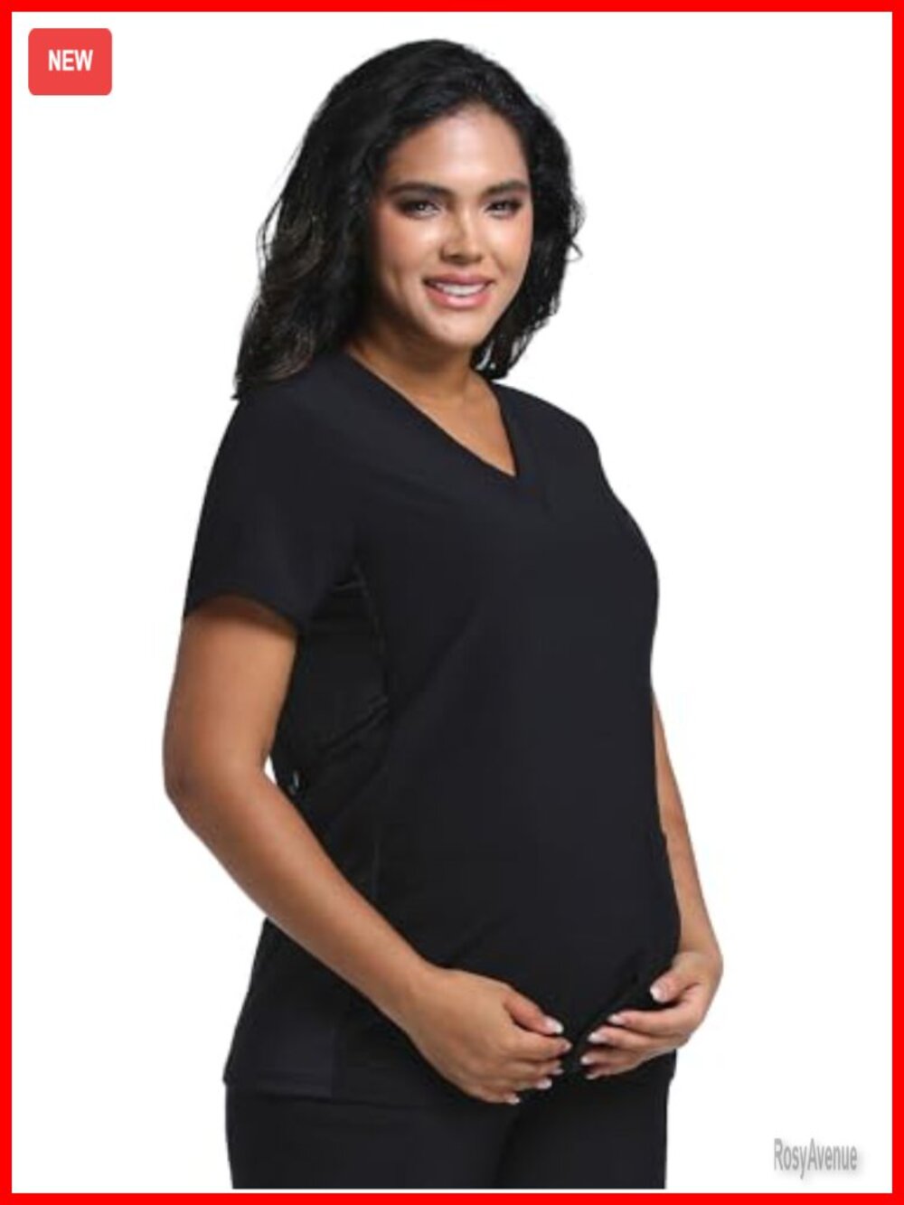 Maternity Scrub Top V-Neck Pregnancy Shirt Stretch 2 Pockets Healthcare